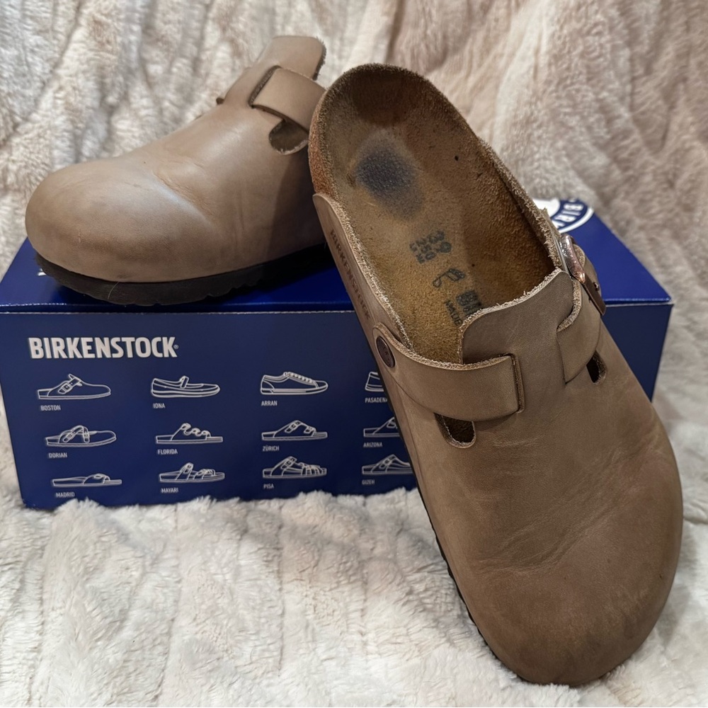 Birkenstock Size 39 Boston Tobacco Brown Oiled Leather